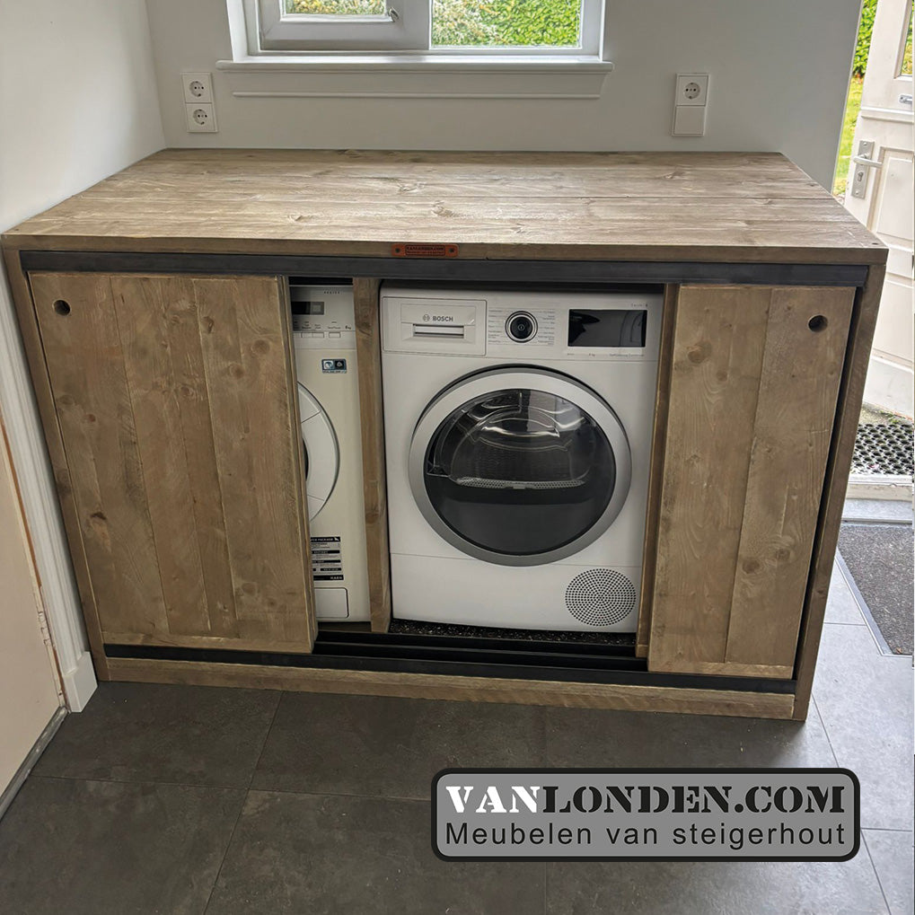 Steigerhouten wasmachine ombouw deurtjes Merie