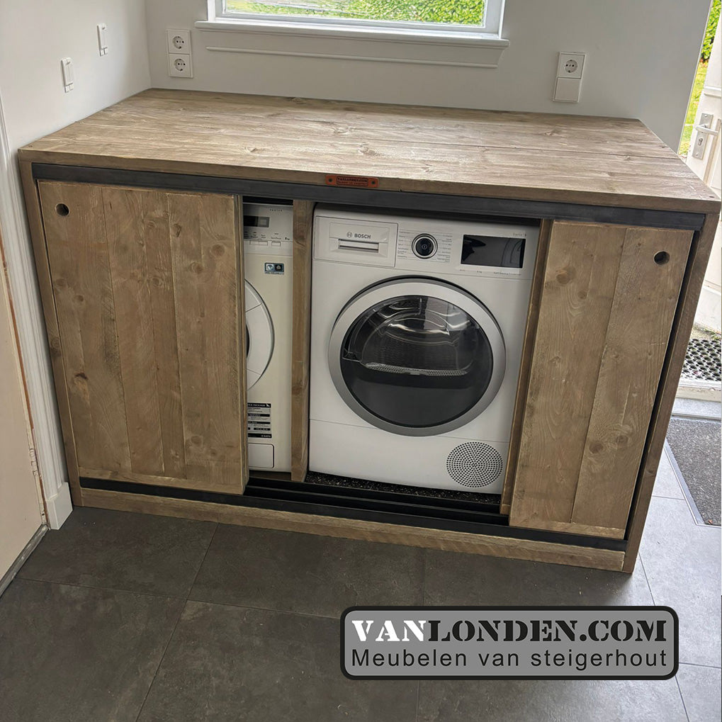 Steigerhouten wasmachine ombouw deurtjes Merie