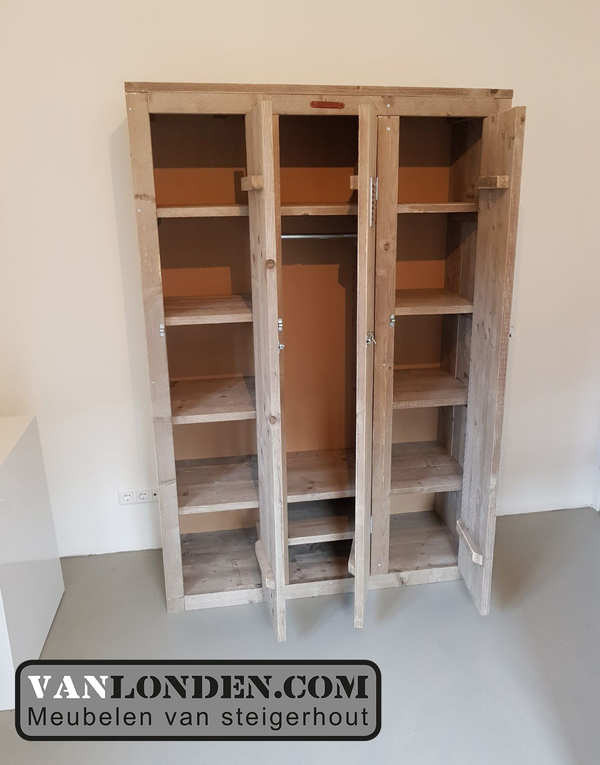 Steigerhouten lockerkast met roosters Julia