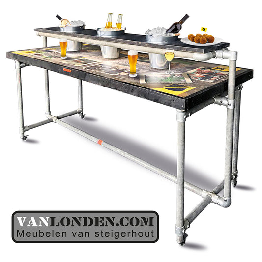 Steigerhouten Foto print VIP tafel op wielen
