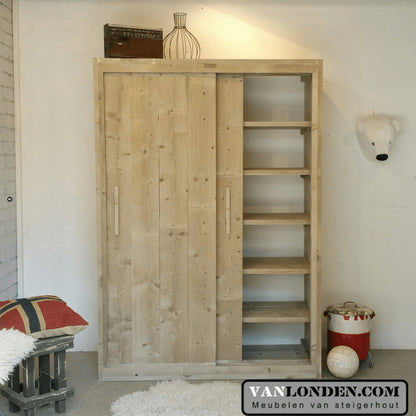 Steigerhouten schuifdeurkast Sebastiaan