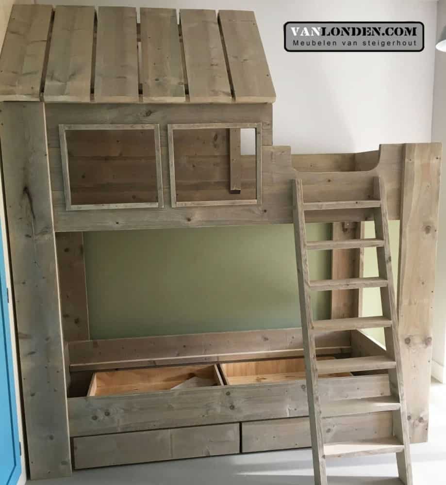 Steigerhouten stapelbed Finn