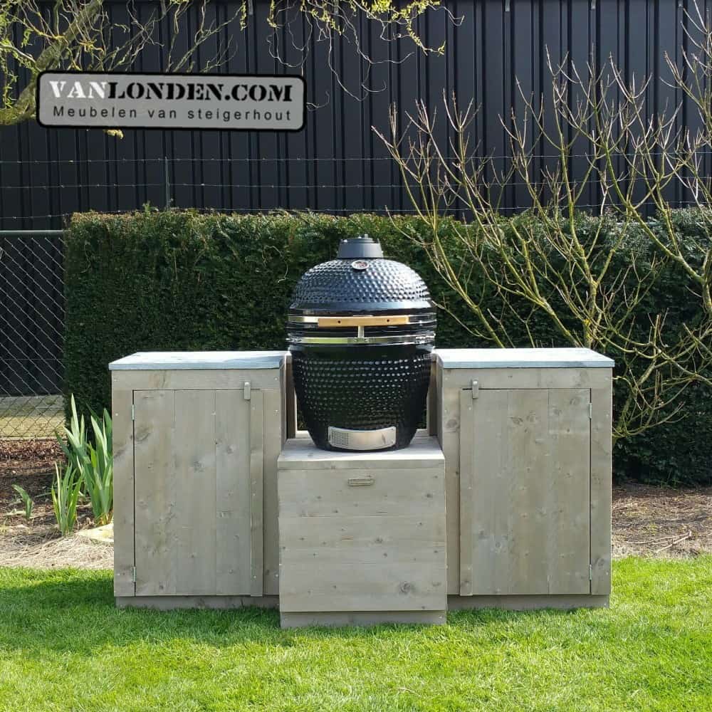 Steigerhouten buitenkeuken zonder Kamado BBQ Paul
