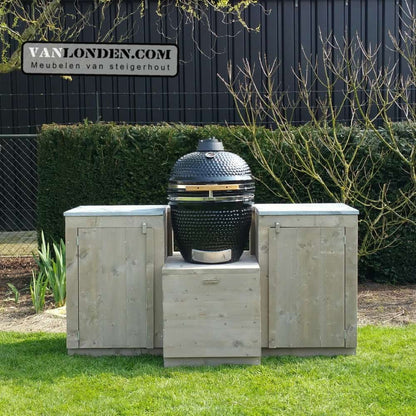 Steigerhouten buitenkeuken zonder Kamado BBQ Paul