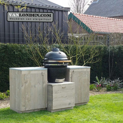 Steigerhouten buitenkeuken zonder Kamado BBQ Paul