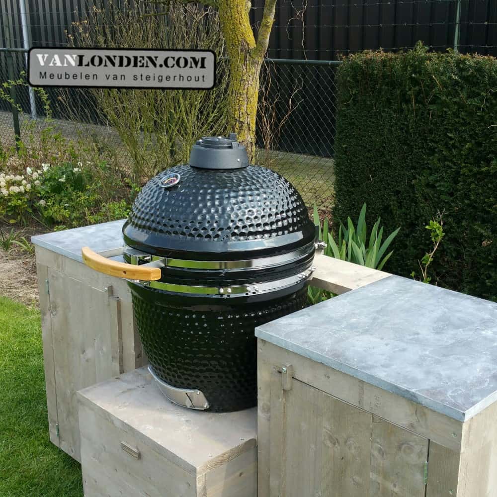 Steigerhouten buitenkeuken zonder Kamado BBQ Paul