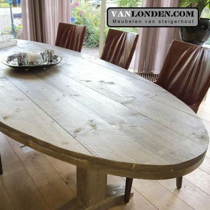 Steigerhouten ovale eettafel Karin