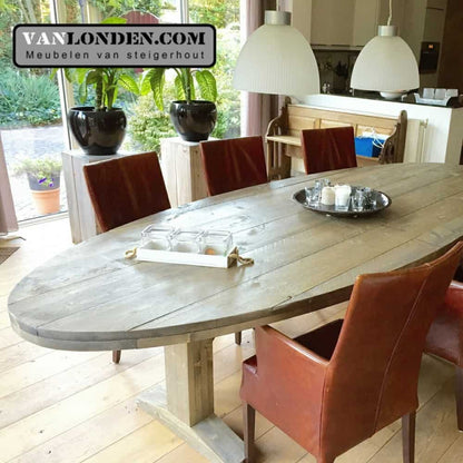 Steigerhouten ovale eettafel Karin
