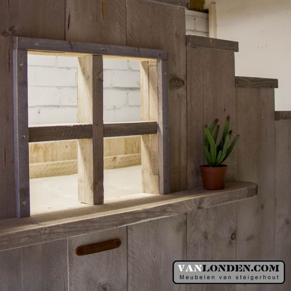 Steigerhouten gevelbed met bedstee Dominique