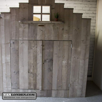 Steigerhouten gevelbed met bedstee Dominique