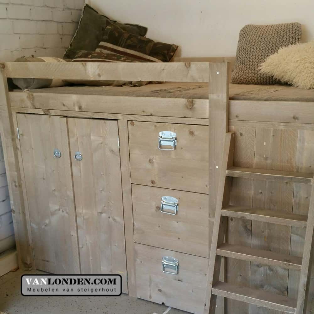 Steigerhouten hoogslaper Bram