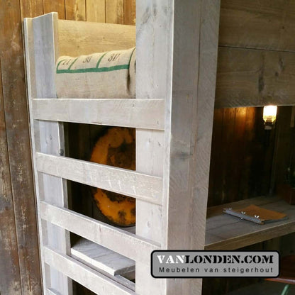 Steigerhouten hoogslaper met bureau Jelmar