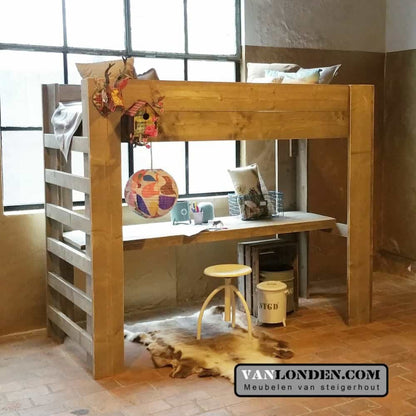 Steigerhouten hoogslaper met bureau Jelmar