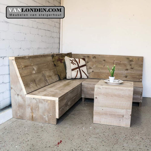 Steigerhouten actieve zit-hoekbank Anneke