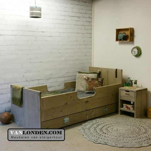 Steigerhouten kinderbed met lades Chira