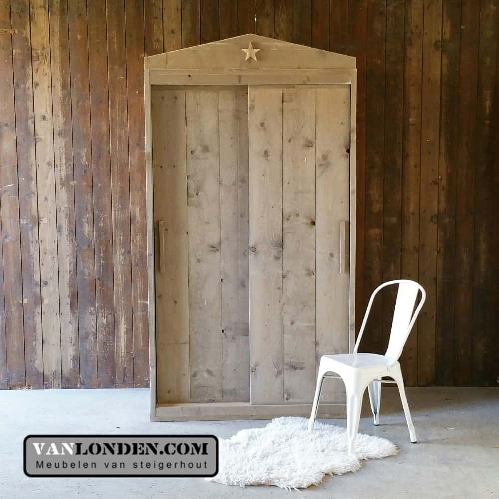 Steigerhouten schuifdeurkast Christiaan