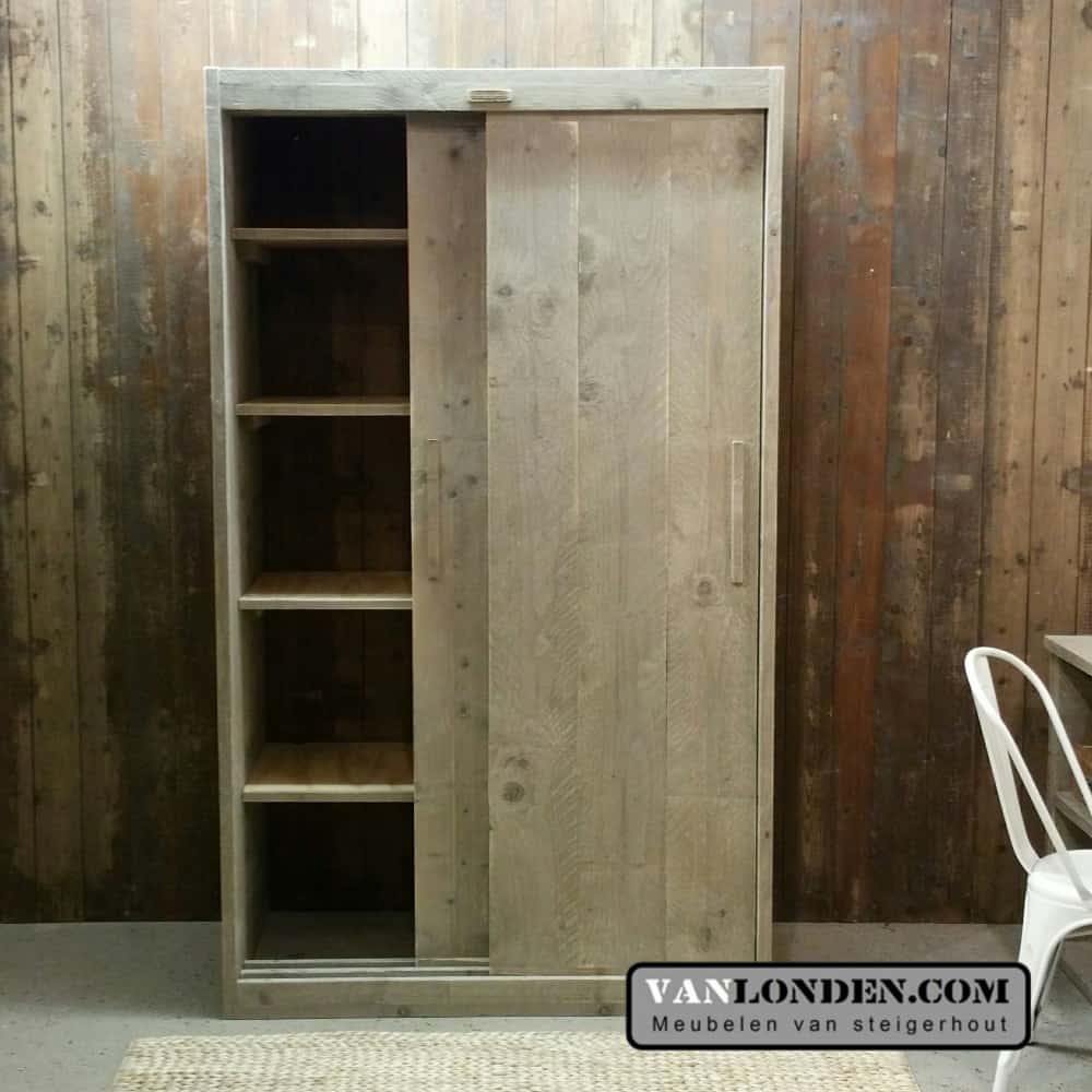 Steigerhouten schuifdeurkast Christiaan