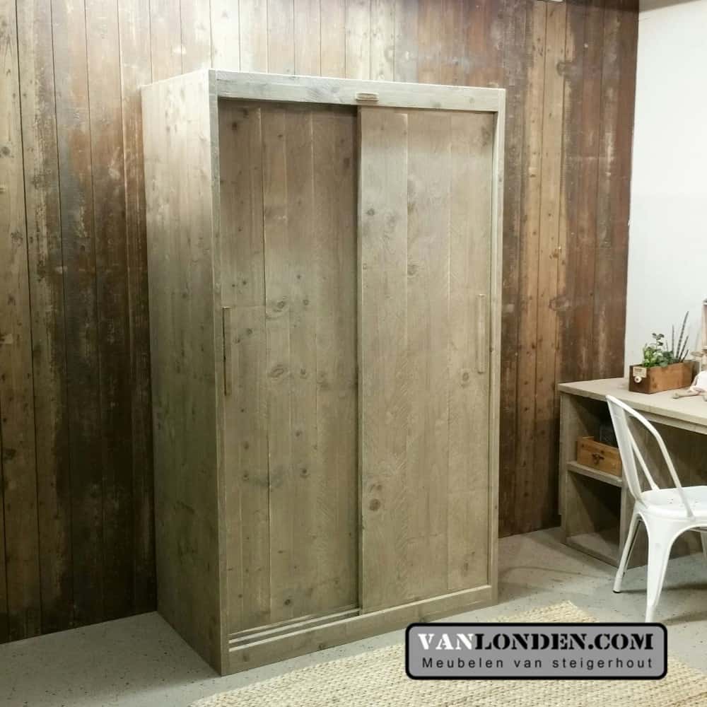 Steigerhouten schuifdeurkast Christiaan