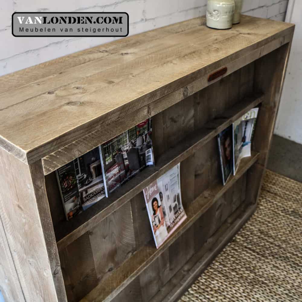 Steigerhouten tijdschriftenkast/ roomdivider Jerome