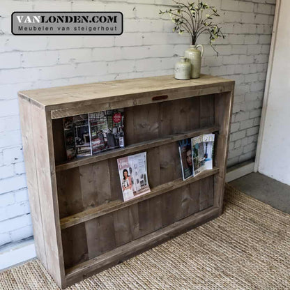 Steigerhouten tijdschriftenkast/ roomdivider Jerome