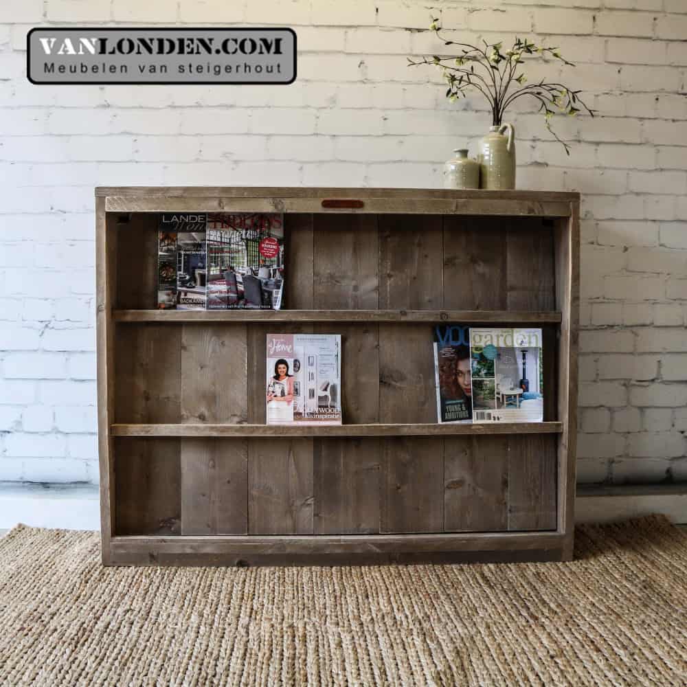 Steigerhouten tijdschriftenkast/ roomdivider Jerome