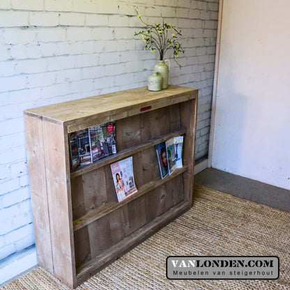 Steigerhouten tijdschriftenkast/ roomdivider Jerome