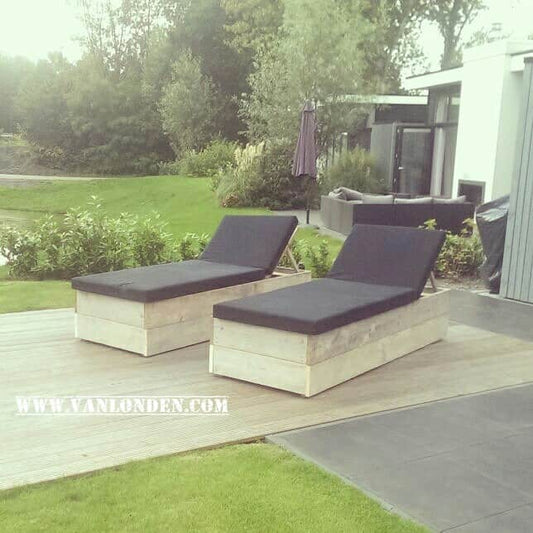 Steigerhouten ligstoel Jenna