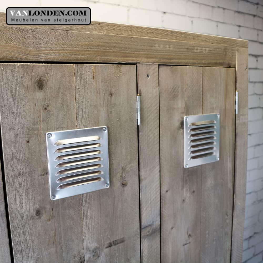 Steigerhouten lockerkast met roosters Julia