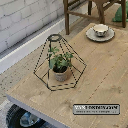 Steigerhouten salontafel op wielen Ger