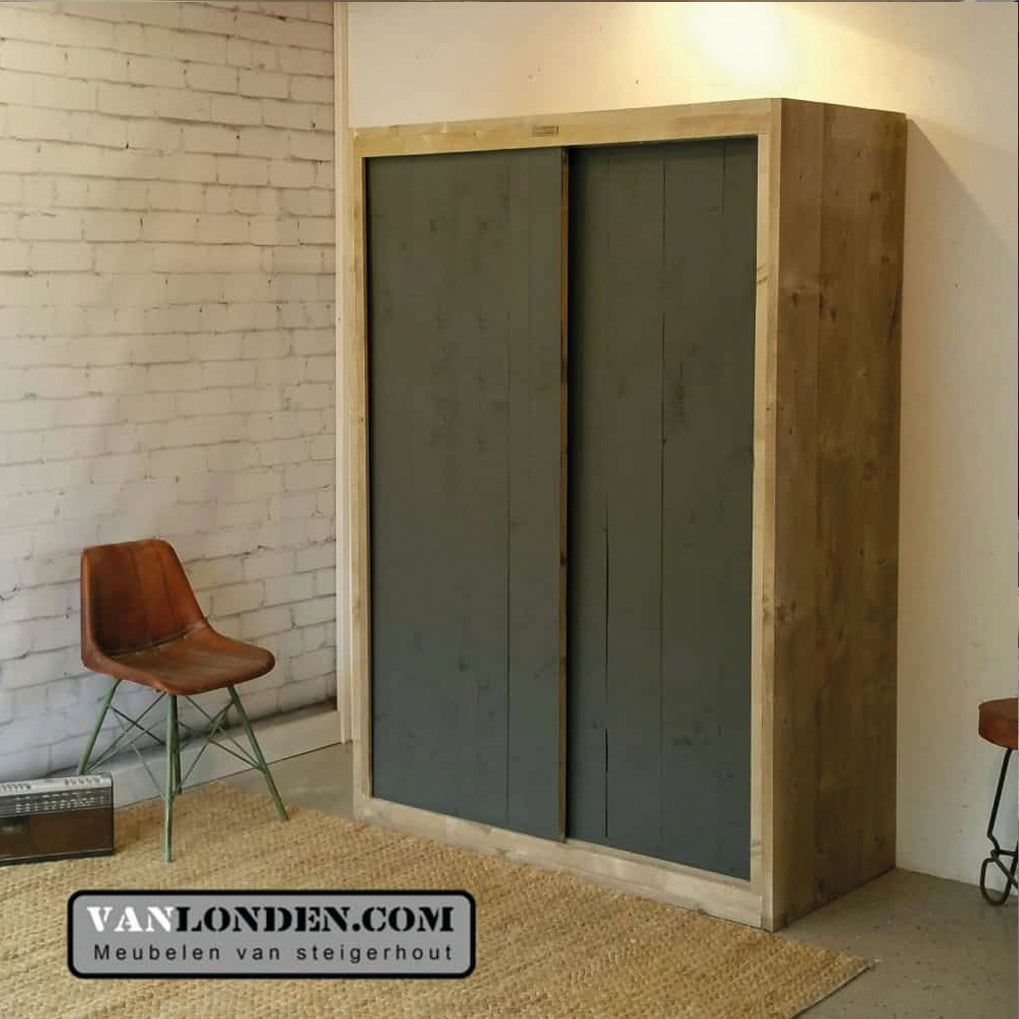 Steigerhouten schuifdeurkast Sebastiaan