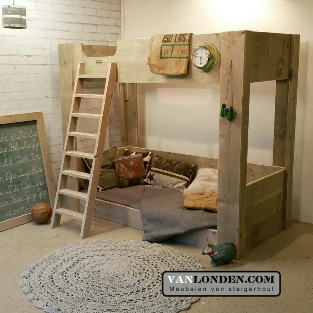 Steigerhouten stapelbed Diederik
