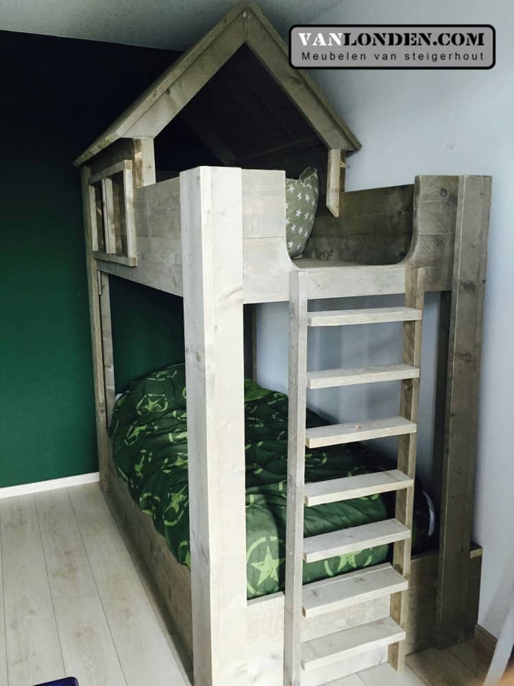 Steigerhouten stapelbed Ties