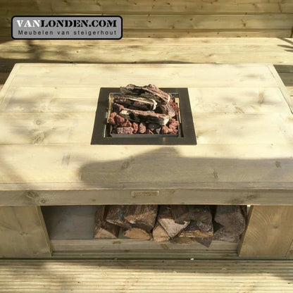 Steigerhouten vuurtafel Veronique