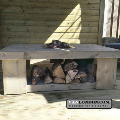 Steigerhouten vuurtafel Veronique