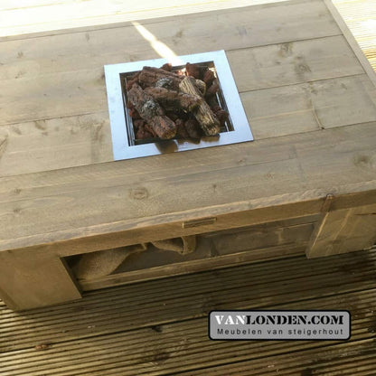 Steigerhouten vuurtafel Veronique