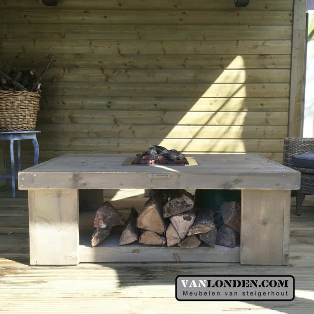 Steigerhouten vuurtafel Veronique