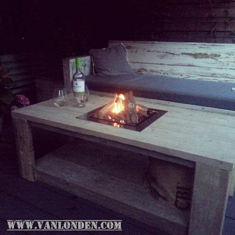 Steigerhouten vuurtafel Victor