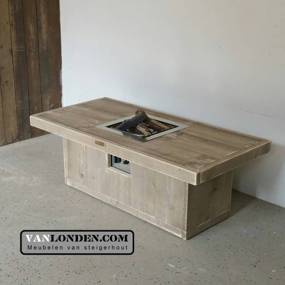 Steigerhouten vuurtafel Vincent