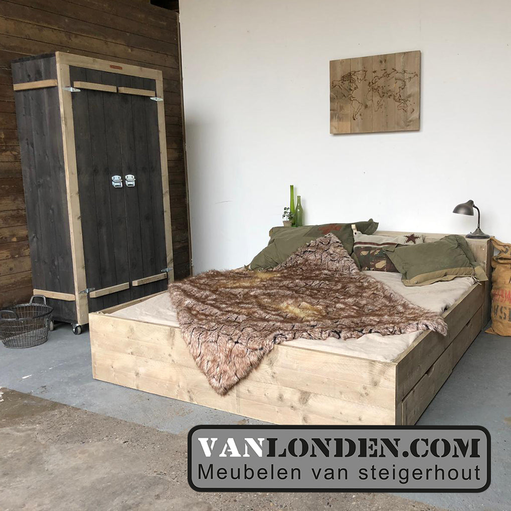 Steigerhouten tweepersoonsbed Christy