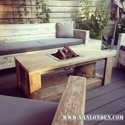 Steigerhouten vuurtafel Victor