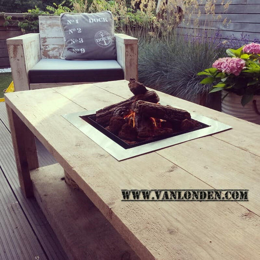 Steigerhouten vuurtafel Victor