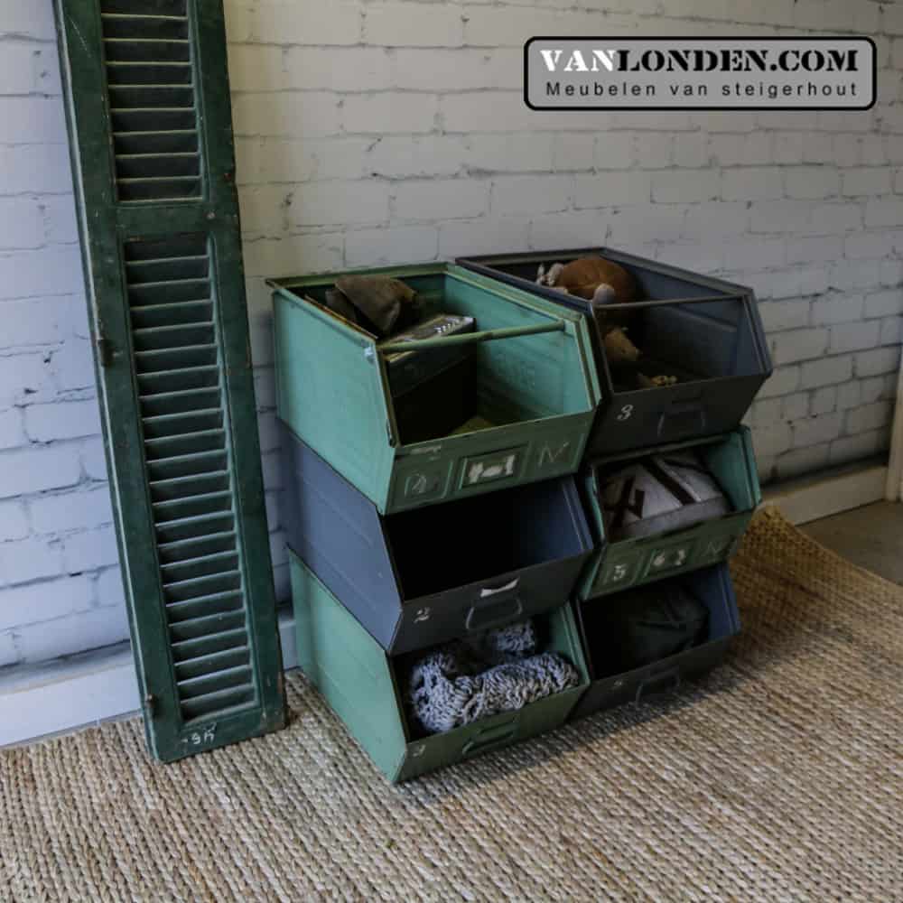 Vintage stalen stapelbakken Mitchel