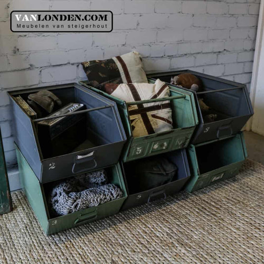 Vintage stalen stapelbakken Mitchel