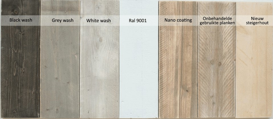 whitewash, greywash, blackwash afwerkingen