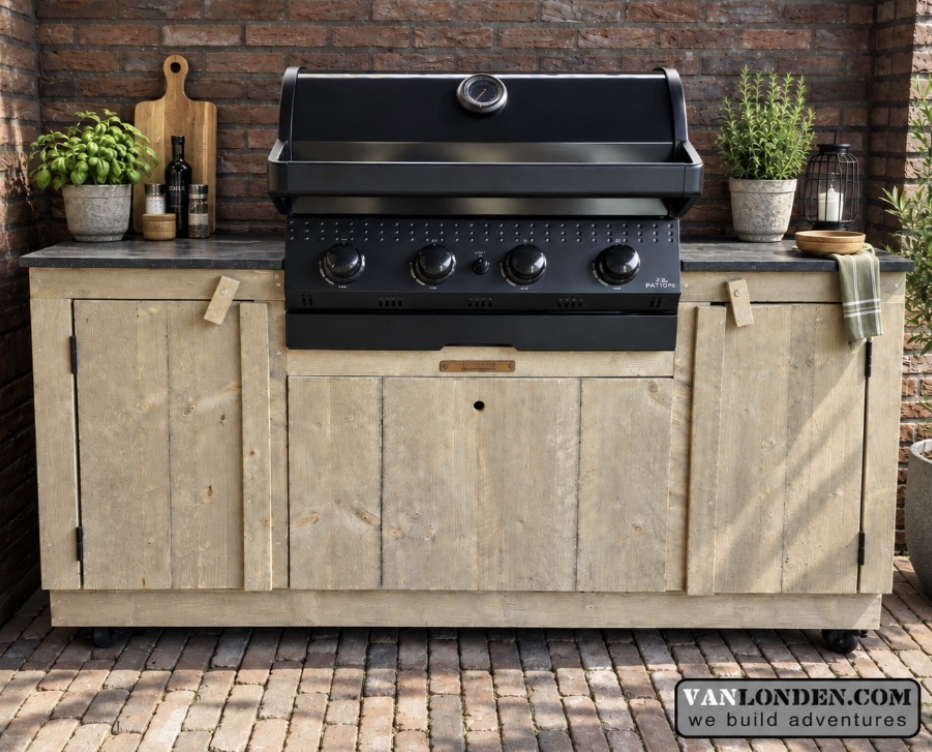 Steigerhouten buitenkeuken Tibor met barbecue ombouw (Steigerhouten buitenkeukens op maat gemaakt) Steigerhouten buitenkeuken Tibor met barbecue ombouw (Steigerhouten buitenkeukens op maat gemaakt)